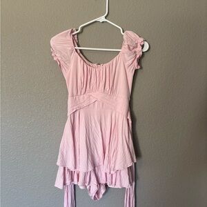 Altar’d State Pink Haisley Double Layered Romper size XS